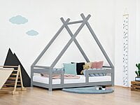 Cama de casa para niños TAHUKA en forma de tipi con protector de cama integrado Cama de casa para niños TAHUKA en forma de tipi con protector de cama integrado