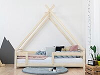 Cama de casa para niños TAHUKA en forma de tipi con protector de cama integrado Cama de casa para niños TAHUKA en forma de tipi con protector de cama integrado