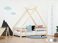 Cama de casa para niños TAHUKA en forma de tipi con protector de cama integrado Cama de casa para niños TAHUKA en forma de tipi con protector de cama integrado