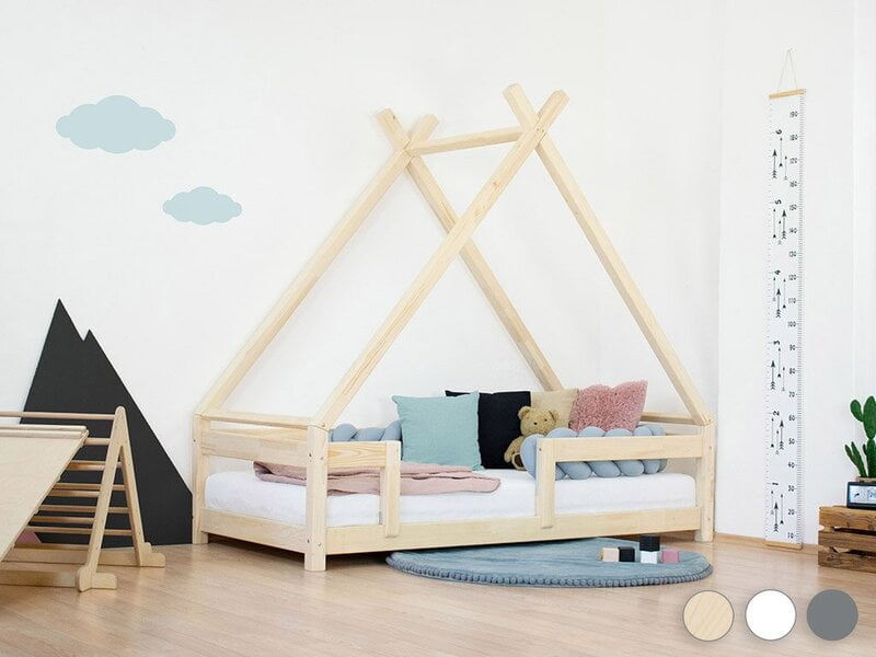 Cama de casa para niños TAHUKA en forma de tipi con protector de cama integrado Cama de casa para niños TAHUKA en forma de tipi con protector de cama integrado