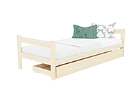 Safe cama individual de madera con dos cabeceros Safe cama individual de madera con dos cabeceros