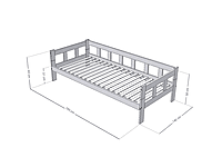 Cama individual de madera FENCE con barras laterales Cama individual de madera FENCE con barras laterales