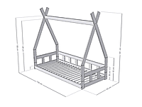 FENCE Cama baja en forma de tipi con pared lateral FENCE Cama baja en forma de tipi con pared lateral