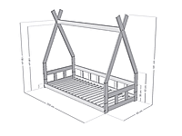 FENCE Cama baja en forma de tipi con pared lateral FENCE Cama baja en forma de tipi con pared lateral