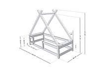 Cama de casa para niños TAHUKA en forma de tipi con protector de cama integrado Cama de casa para niños TAHUKA en forma de tipi con protector de cama integrado