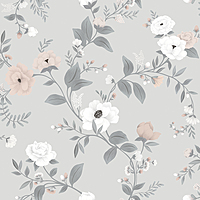 Papel pintado infantil - Rosas - fondo gris Papel pintado infantil - Rosas - fondo gris