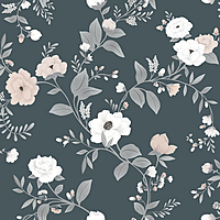 Papel pintado infantil - Rosas - fondo azul Papel pintado infantil - Rosas - fondo azul