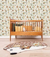 Papel pintado infantil - Animales del bosque (fondo beige) Papel pintado infantil - Animales del bosque (fondo beige)