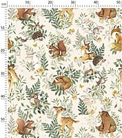 Papel pintado infantil - Animales del bosque (fondo beige) Papel pintado infantil - Animales del bosque (fondo beige)